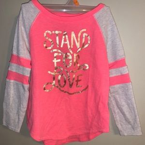 Old Navy Stand for love long sleeve pink shirt